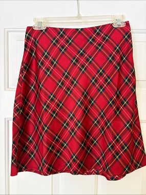 J. Crew Red Plaid Skater Skirt